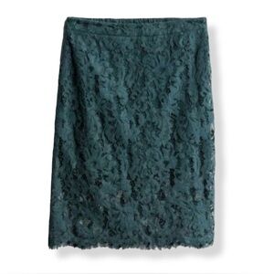 Skies Are Blue Lace Pencil Skirt in Deep Teal